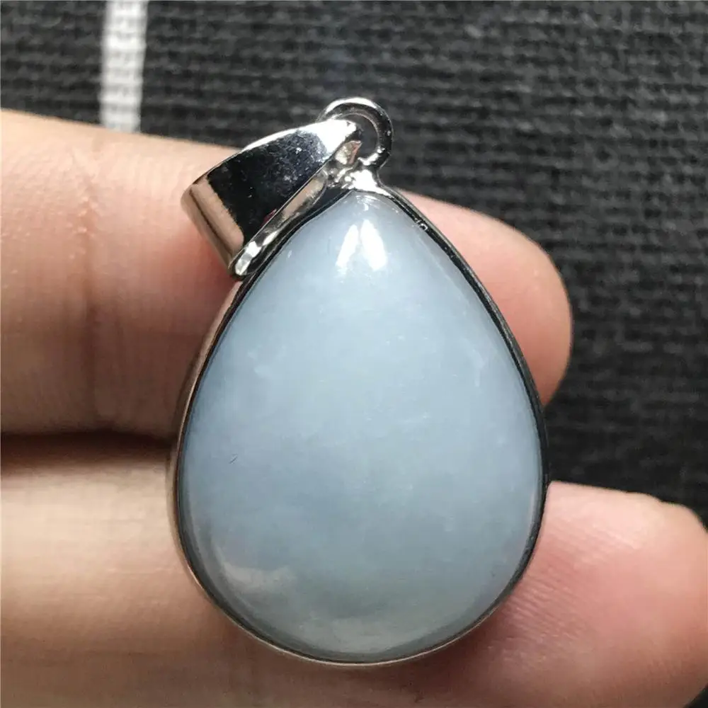 

Genuine Natural Blue Aquamarine Pendant For Woman Man Crystal 24x19x8mm Water Drop Beads Silver Necklace Pendant Jewelry AAAAA