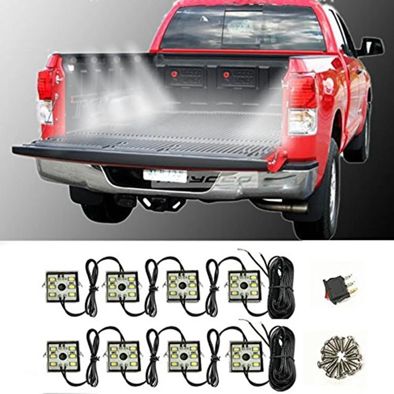 

8Pcs 6000K Super White LED Light Truck Bed Lighting Kit 5630 48 SMD LEDs Light Waterproof For RV Boat Cargo Pickup Accessories
