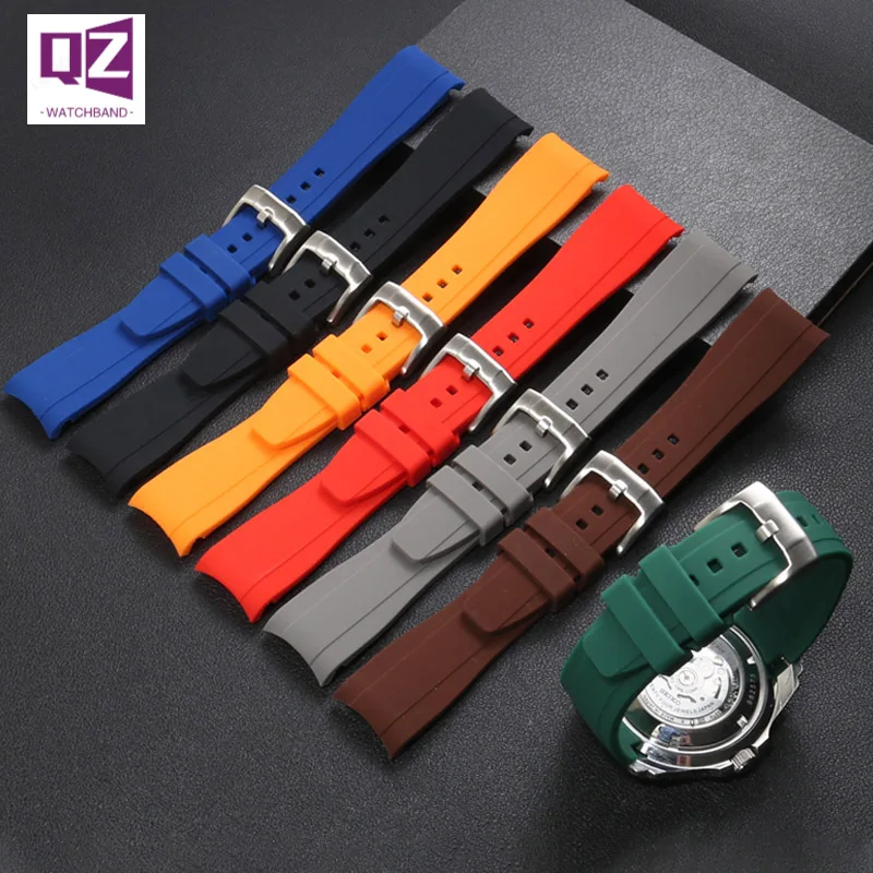 Cinturino Curvo 22Mm 20Mm Cinturino In Gomma Per Mido Tissot Omega Rolex Tudor Accessori Per Orologi Per Huawei Samsung Cinturino Verde