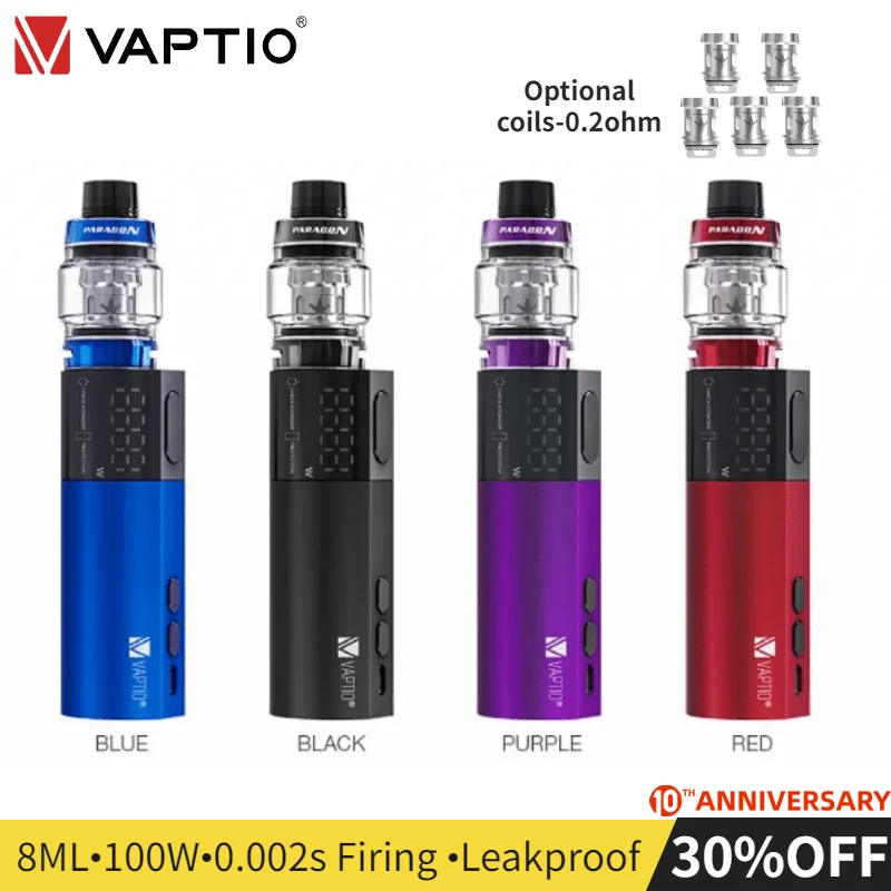 Электронная сигарета Vaptio VEX100 100 Вт боксмод VEX 8 мл испаритель вейп Ом 510 нить бак