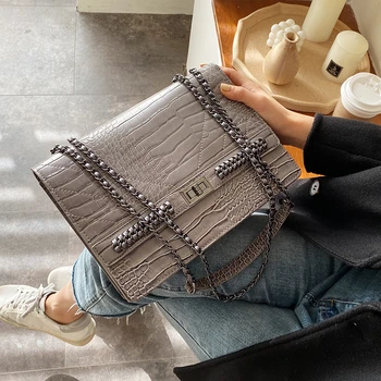 

High Quality Crocodile Pattern PU Leather Crossbody Bags For Women Belt Designer Shoulder Messenger Bag Lady big Totes Handbags