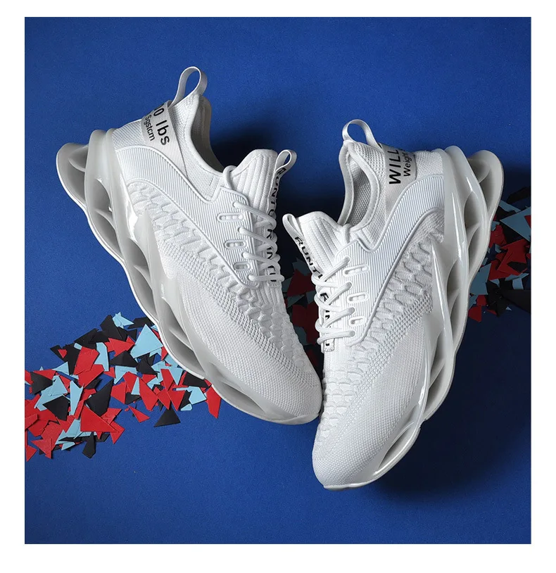 Large Size MEN'S Shoes Fly Woven Breathable Athletic Shoes Korean-style Versatile Low Top Casual Running Shoes