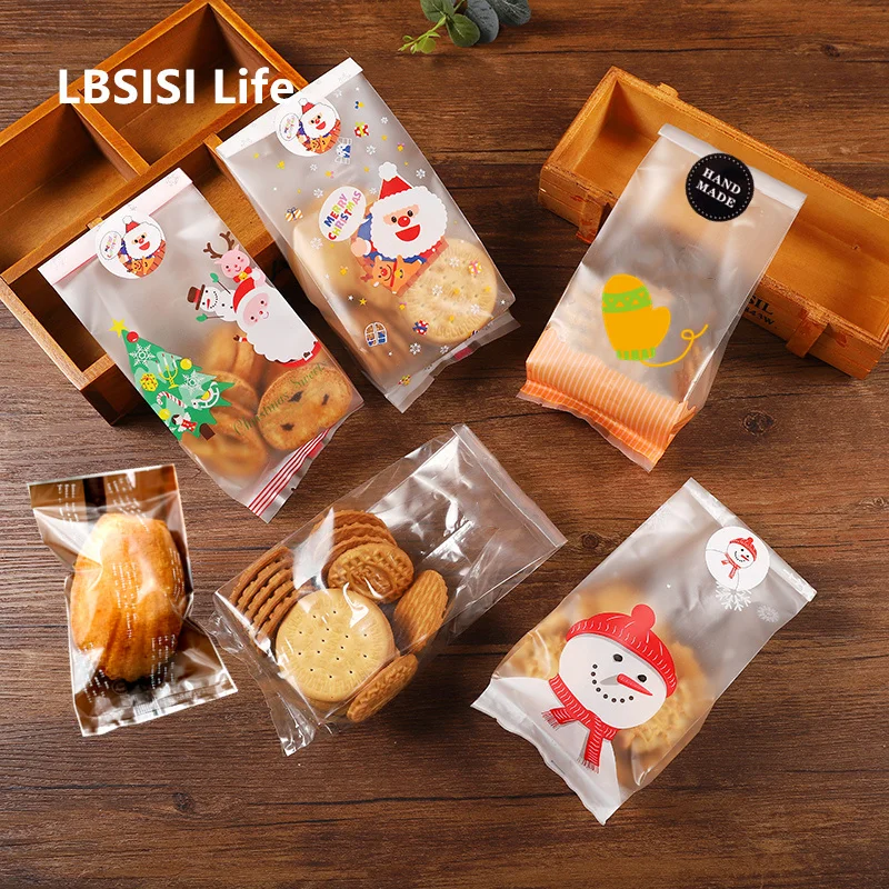 Toloom Lot De 200 Sachets à Biscuits De Noël, Sacs De Noël, Pour L'emballage De Biscuits De Noël (10 X 10 3 Cm