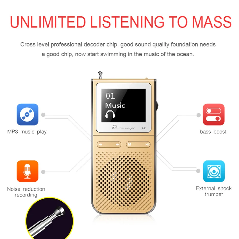 IQQ Mp3 плеер с Lound говорить и 8 г может играть 100 часов Встроенный fm радио Поддержка расширить до 128G Портативный плеер