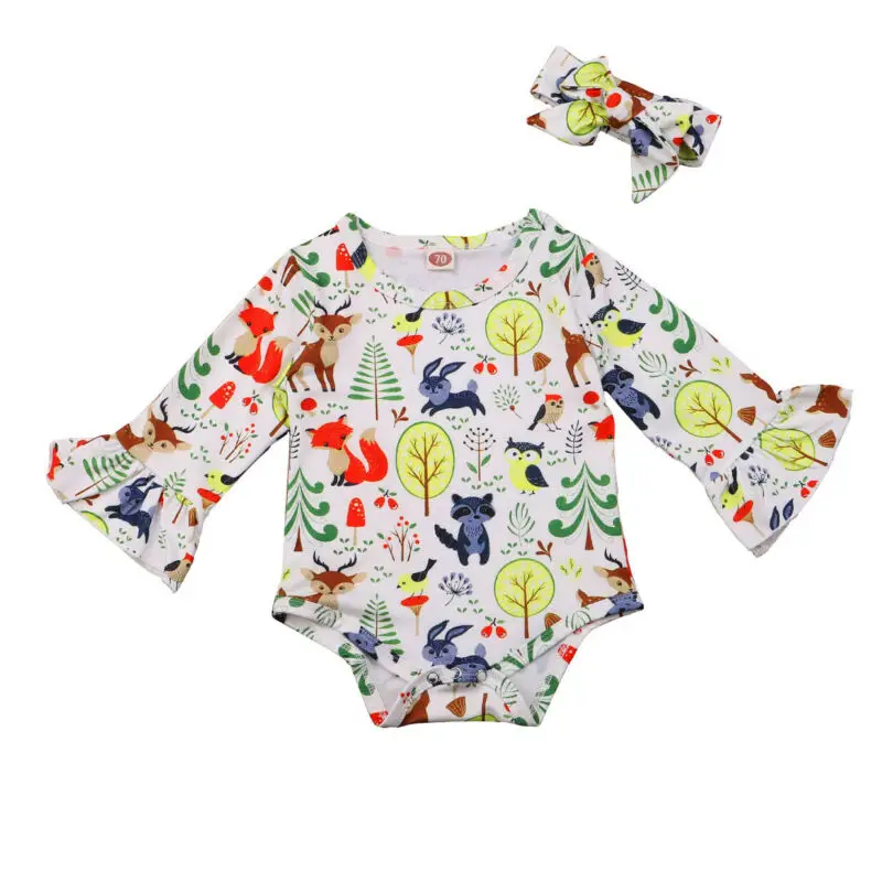

Fall Newborn Baby Boy Cartoon Fawn Long Sleeve Bodysuit Jumpsuit Outfit Kid Xmas Anime Clothes