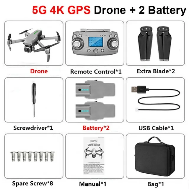 Bag 2battery Профессиональный бесщеточный gps-дрон с большим радиусом действия 4K камера 5G wifi 1 км 25 минут Квадрокоптер RC вертолет складной селфи Дрон игрушка - Цвет: Bag 2battery