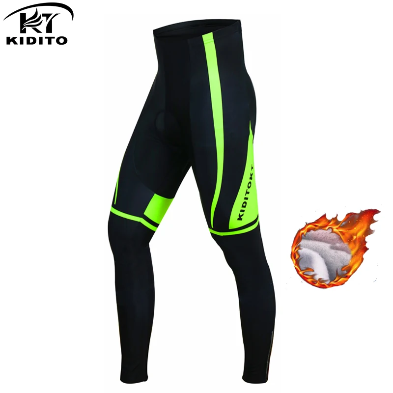

KIDITOKT Long cycling pants Winter Thermal Mountain Bike Men Trousers 3D Anti Slip Gel Padded MTB pantalon ciclismo For Man