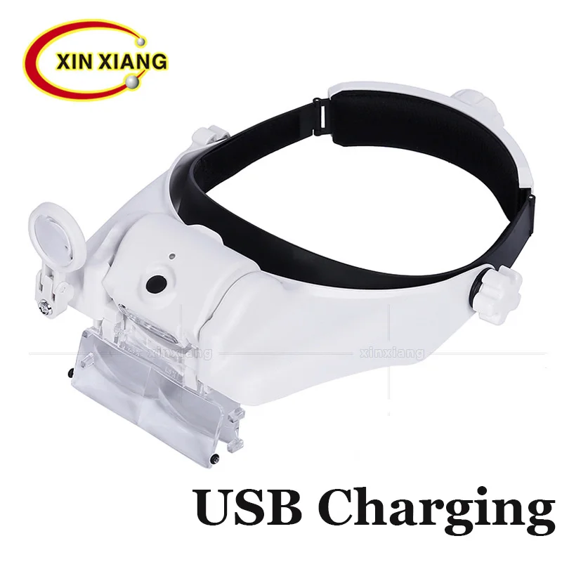 

15 Multiples Headband Led Light Glasses Magnifier 3 LED Surgical Magnifying Glass with Light Eye Loupe Portable Reading Loupe