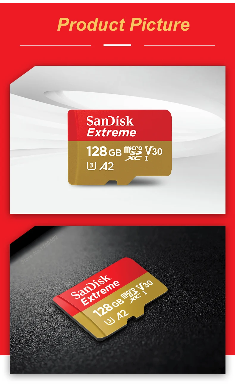 SanDisk оригинальная TF карта Micro SD карта памяти 32 Гб 64 Гб 128 ГБ 256 ГБ U3 C10 A2 V30 4K до чтения 160 МБ/с./с Скорость записи 60 МБ/с./с