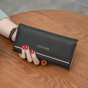 

PUOU New Fashion Women Wallets Long Style Multi-functional wallet Purse Fresh PU leather Female Clutch Card Holder