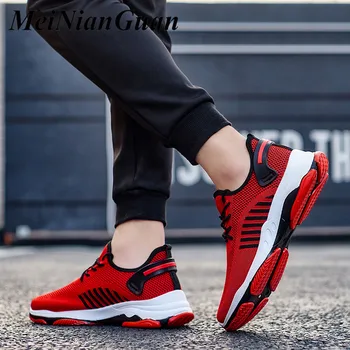 

Air-mesh Running Shoes for Men Sneakers 2020 Lace Up Shoes Sport Man Running Shoes Sport Light Flats Men's Sports Shoes Red A8