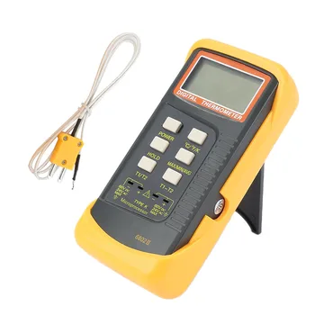

6802II Dual Channel K Type Digital LCD Display Thermometer Sensor+Pipe Clamp