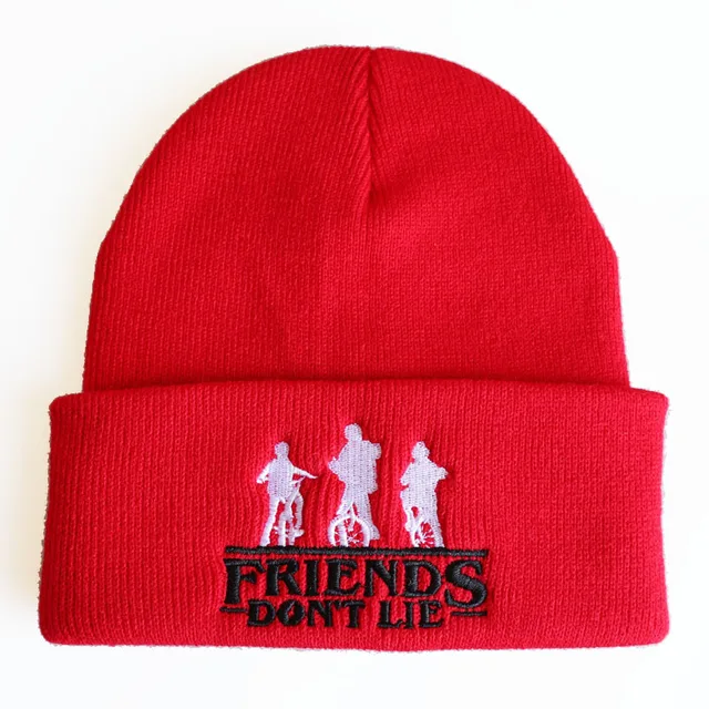 Cosplay Stranger Things Friends Don't Lie Knitted Warm Winter Hats Fans Men Women Boys Girls Hat Cosplay Birthday Gift red 2