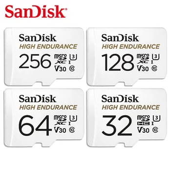 

SanDisk MicroSD Card 32GB 64GB High Endurance Memory Card 128GB 256GB TF Flash Card UHS-I C10 U3 V30 4K 100MB/s For Monitoring