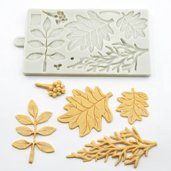 

2019 New Arrival Leaf hazelnut flower pattern silicone mold diy chocolate sugar jelly mold fondant cake border decoration mold
