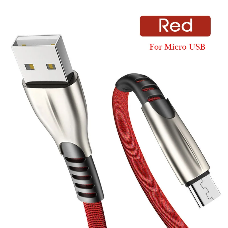 Кабель для быстрой зарядки 1 м 2 м type C type-C type C Micro USB кабель мобильного телефона USB шнур 3A нейлоновое зарядное устройство данные андроида линия - Цвет: Red-Micro