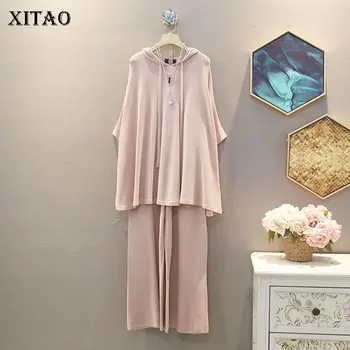 

XITAO Fashion Plus Size Two Piece Set Top and Pants Simple Leisure Women Two Piece Outfits Fashion Wild 2 Piece Set Women XJ4869