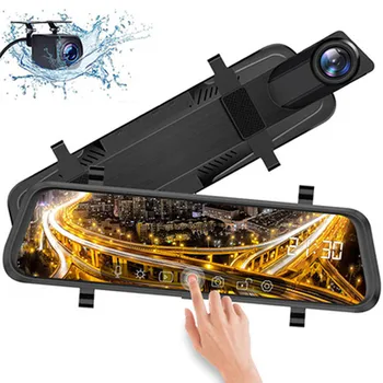

Reverse Camera Car Dvr Recorder Media Video Rearview Mirror Dual Lens Touch Screen Wide Night Vision Dash Auto 24H 1080P