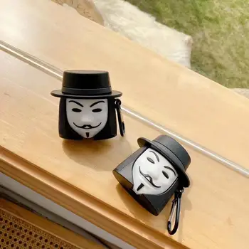 

For Apple AirPods 1 2 3D V Vendetta Hacker mask case charging box soft silicon earphone protective cover for airpods 2 1 New