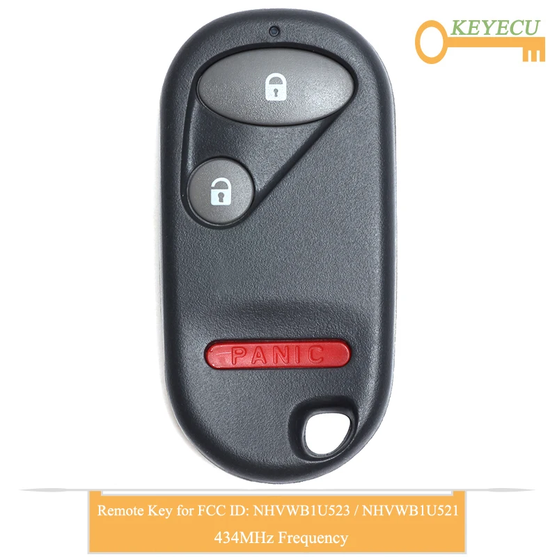 KEYECU Remote Control Car Key for Honda Civic Pilot 2001 2002 2003 2004 2005 Fob 2+1 3 Button - 434MHz NHVWB1U523 NHVWB1U521 | Автомобили