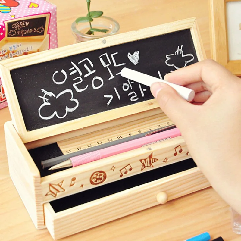 

Creative Stationery Lovely wood Pencil Box Multifunctional Wooden DIY Drawer Stationery Box/multifunctional Pencil Case