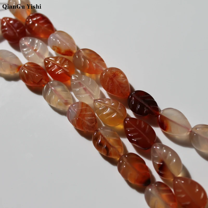 AAA+ Irregular Strip Natural leaves chalcedony agate Stone Beads the middle hole For Jewelry Making DIY Bracelet L14W10T5MM 26p