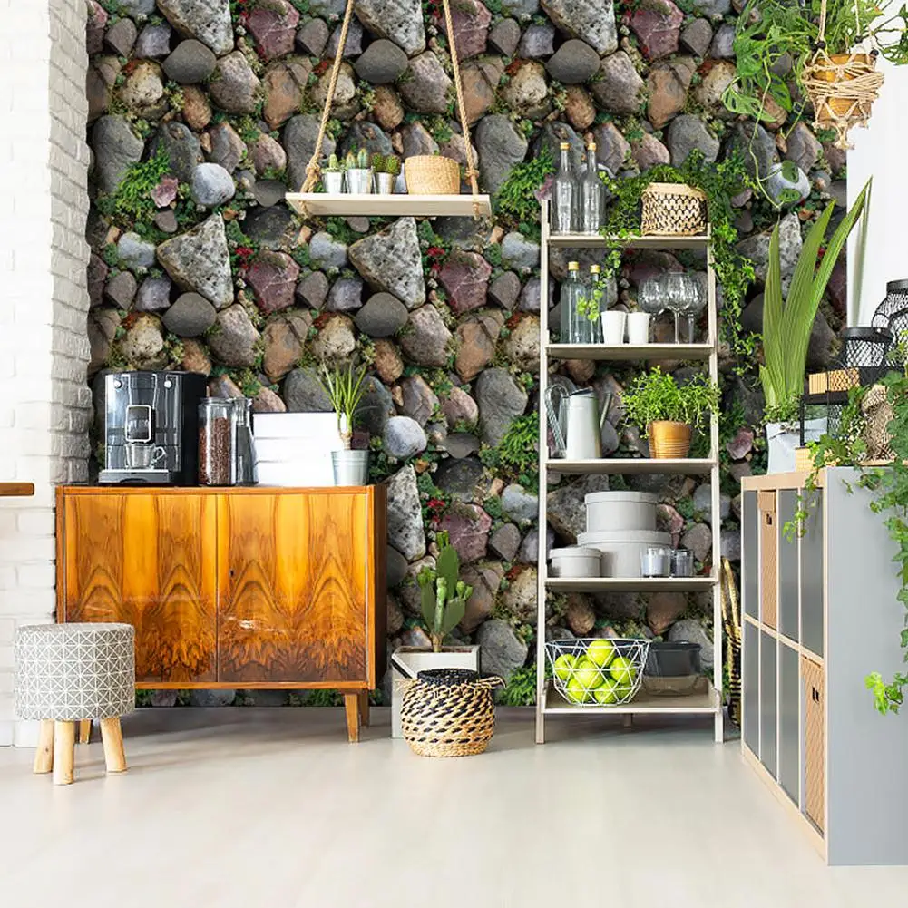 3d Stone Rock Grass Wall Paper Tv Background Decal Living Room Cafe Decor Sticker Wall Stickers Aliexpress