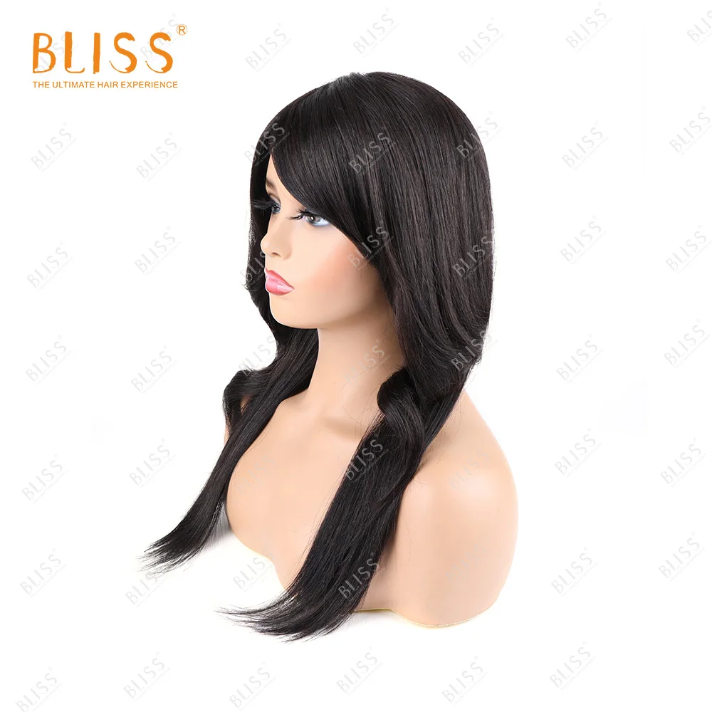 Длинный волнистый парик BLISS 2020 с челкой для черных женщин бразильские волосы без