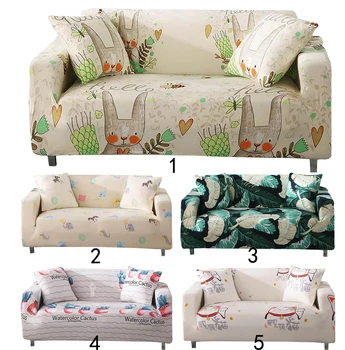 

Green Leaves Printed Slipcover (L Sectional or Loveseat or Coner) Sofa Cover All-inclusive Couch Case Tight Wrap Elastic