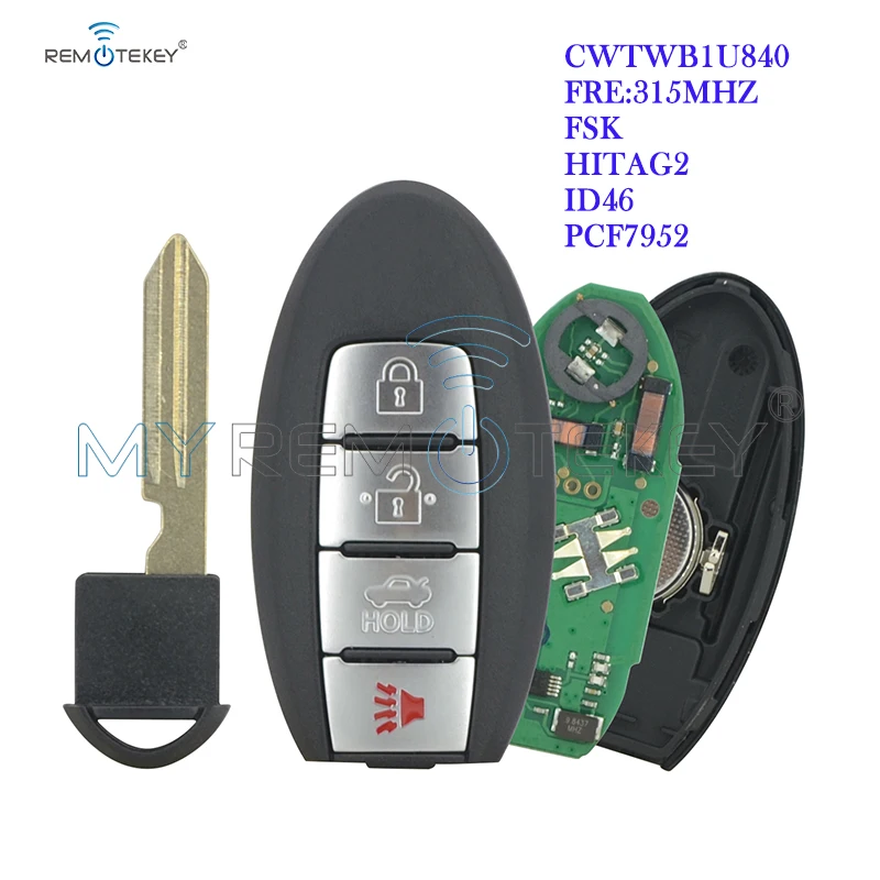 Умный Автомобильный ключ Remtekey CWTWB1U840 для Nissan Versa дистанционный с 4 кнопками 315 МГц 46