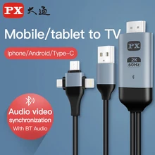 PX 3-in-1 Audio Video Kabel Micro USB Typ-C zu Hdmi-Kompatibel Kabel Projektion iphone Android zu TV/Projektor Hdtv Kabel