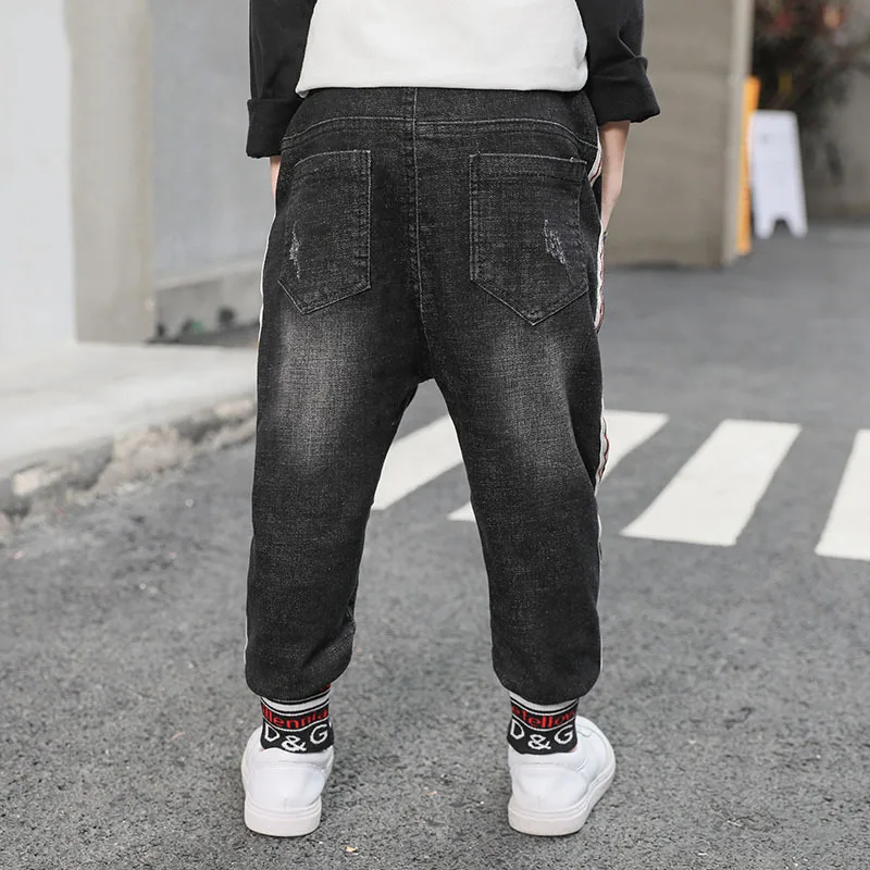 DIIMUU Autumn Boys Stretch Jeans Baby Boy Casual Trousers Kids Children Fashion Denim Long Pants Elastic Waist Pants Loose Jeans