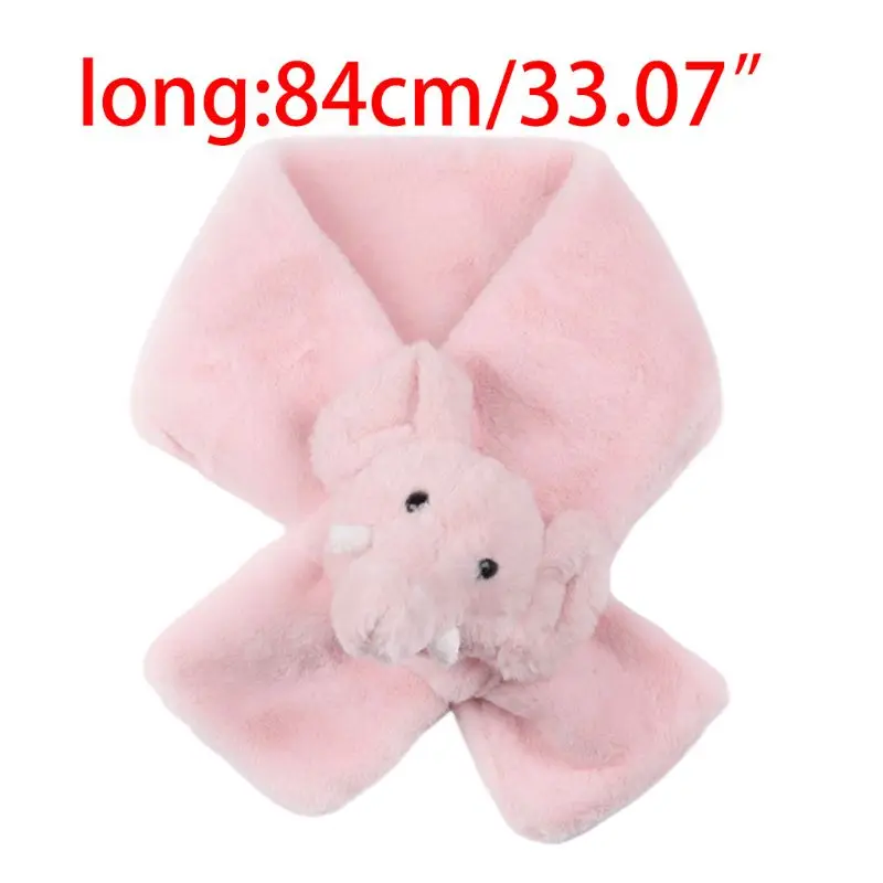 Детский зимний плотный плюшевый шарф-воротник с петелькой для малышей, однотонный милый игрушечный слон, украшение, обертывание вокруг шеи, теплый шейный платок