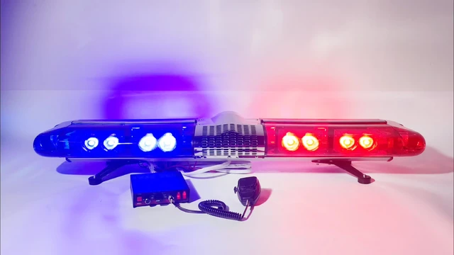 Lumière tournante de la Police, barre lumineuse rouge et bleue, dc 12v,  avec haut-parleur à sirène, pour l'ambulance - AliExpress