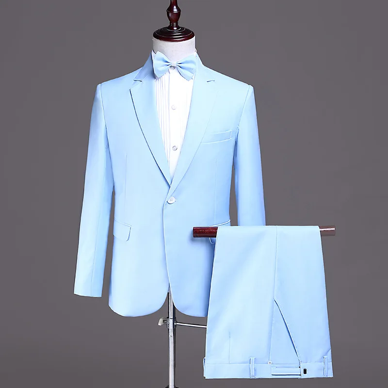 

2020 professional suit young handsome man sky blue suit men's suits cultivate one's morality wedding suit take two pieces