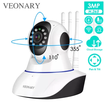 

VEONARY AI Wireless Wifi IP Security Camera Home Surveillance CCTV 3MP 2MP Baby Monitor Pets P2P Cloud