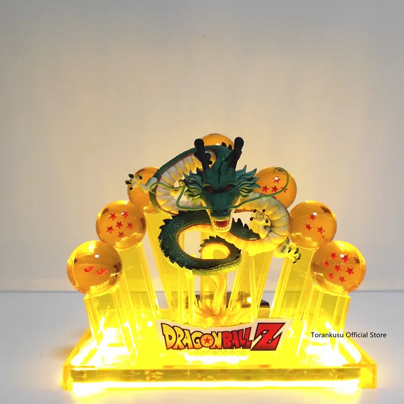 Черный Dragon Ball Z Shenron Светодиодные хрустальные шары ПВХ Фигурки игрушки аниме Dragon Ball Супер Shenlong светодиодная фигурка DBZ фигурки - Цвет: Черный