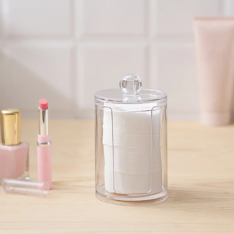 

Portable Container Cosmetics Organizer Storage Case Make Up Cotton Pad Holder Acrylic Cotton Swab Makeup Organizer Storage Box