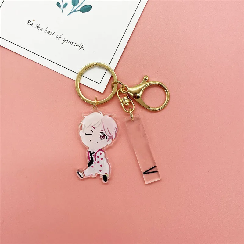 V Bangtan мальчики карта душа персонажа аниме мультфильм брелок кулон мальчик с Luv JUNG KOOK SUGA J-HOPE FH53 - Цвет: V