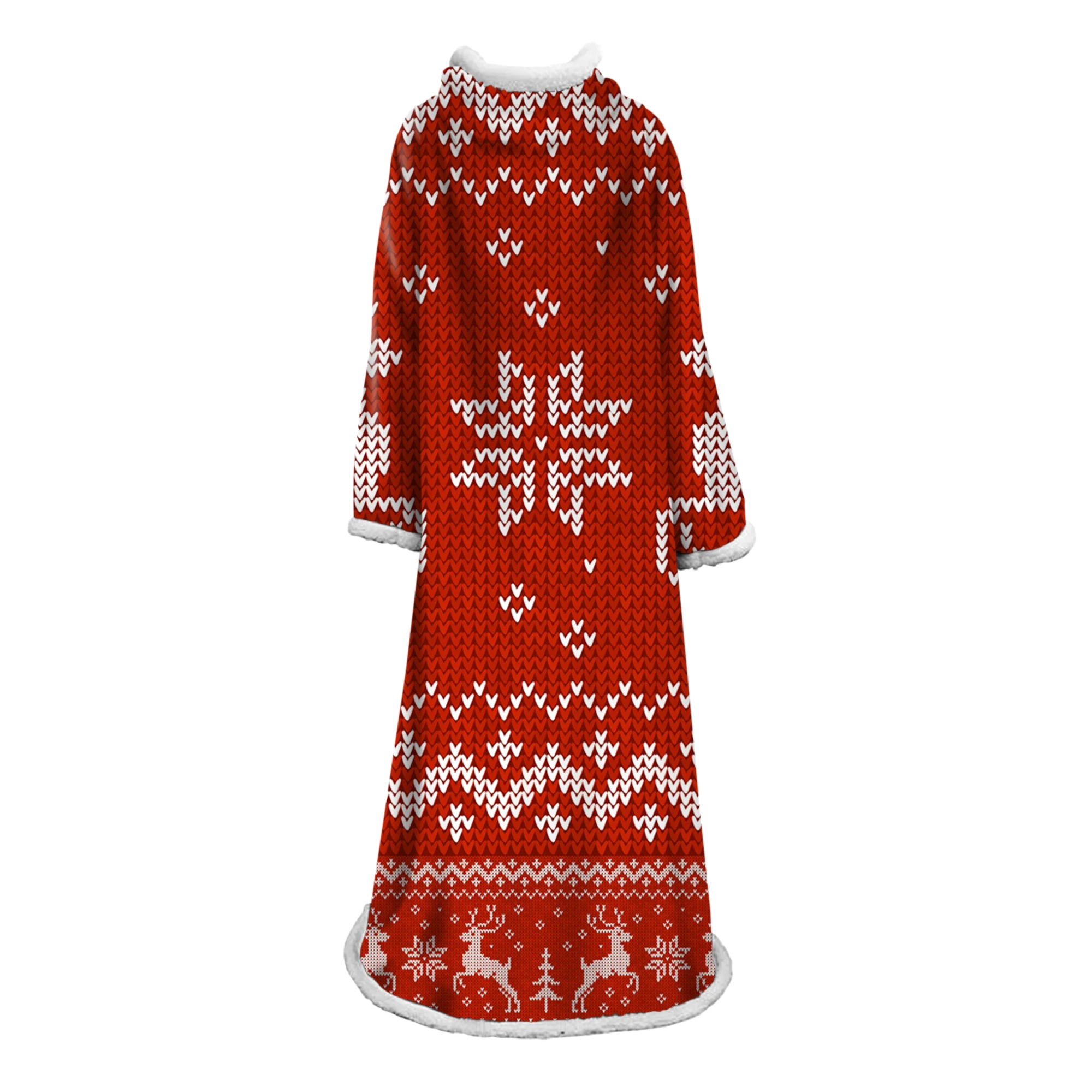 3D X-mas дизайн шерпа зимнее одеяло с рукавами Скрапбукинг счастливый Санта Клаус завод бархат плюшевый плед мультяшный халат покрывало