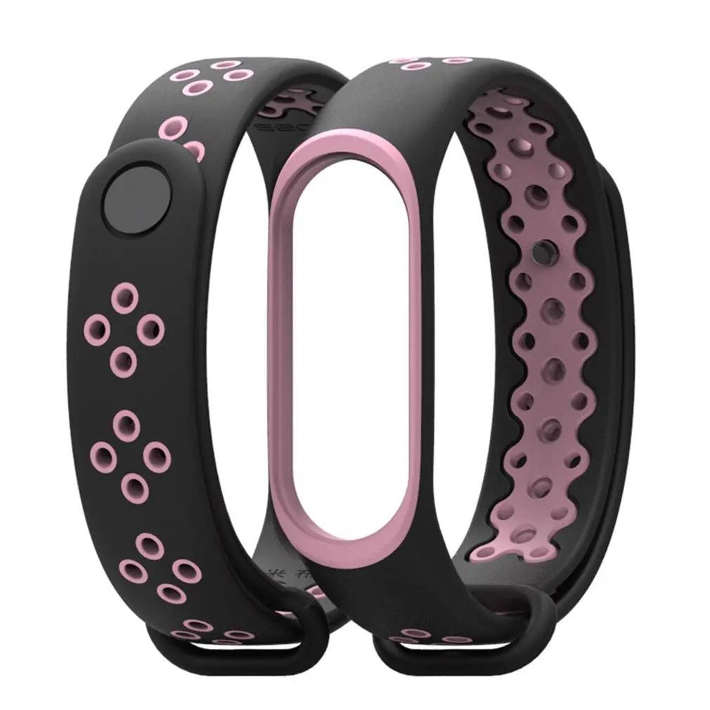 black pink Для Xiaomi Mi Band 3/4 заменить мужской t силиконовый спортивный ремешок на запястье для женщин и мужчин умные часы заменить Мужские t браслет для дропшиппинг - Цвет ремешка: black pink
