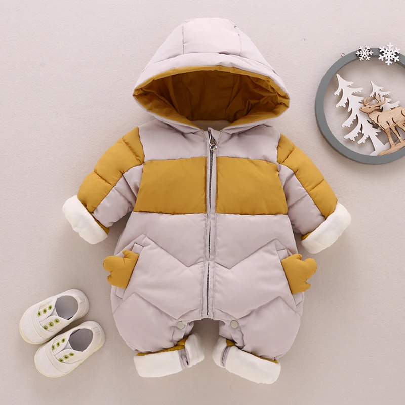 Ircomll зимняя детская одежда для мальчиков Детский комбинезон с капюшоном для новорожденных; комбинезон для младенцев мальчиков девочек, для детей, сезон осень, комбинезон, верхняя одежда пальто на молнии из искусственной кожи - Цвет: Yellow