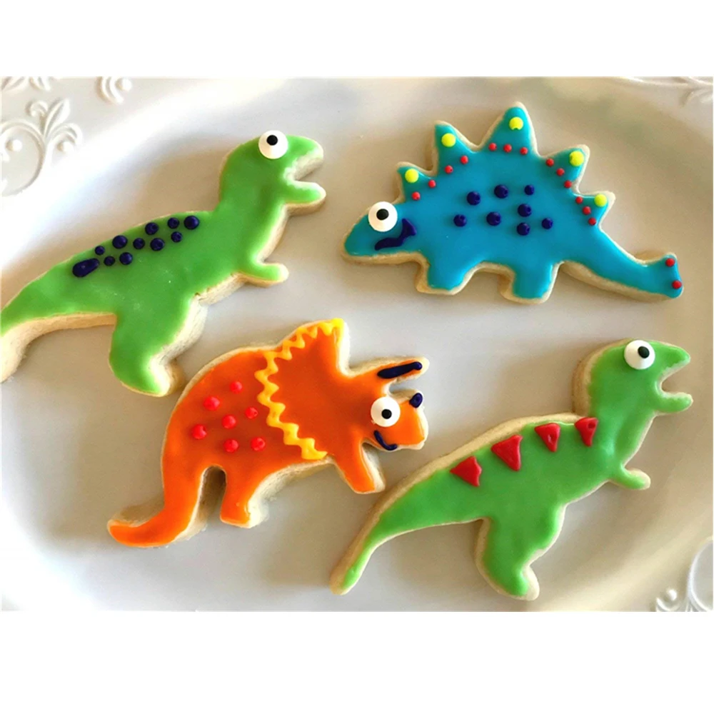 KENIAO Dinosaur Cookie Cutter-T-Rex, Triceratops, Stegosaurus, Brontosaurus, Pterodactyl Biscuit Bread Mold-Stainless Steel