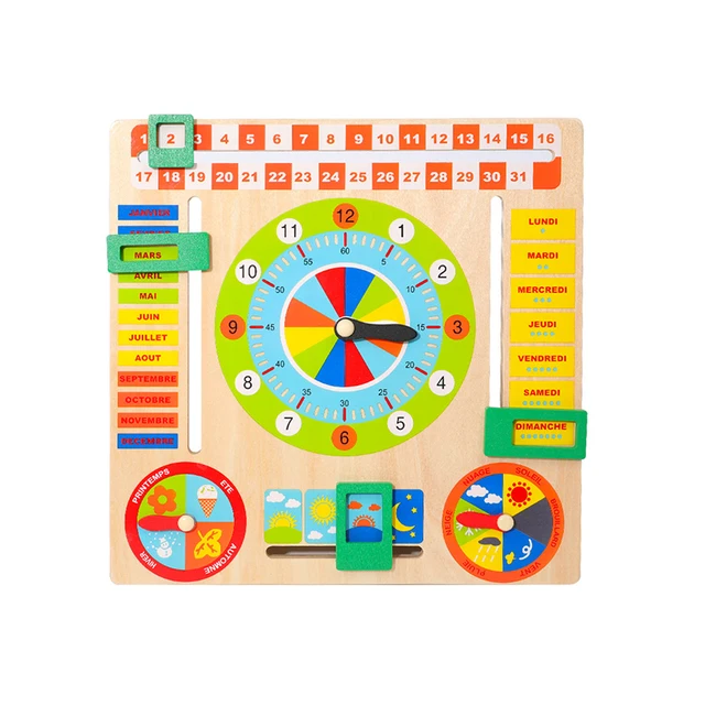 Baby Wooden Board Game Montessori Weather Season Time Cognitive Puzzles Child Early Learning Educational Figures Toys Xmas Gift 2