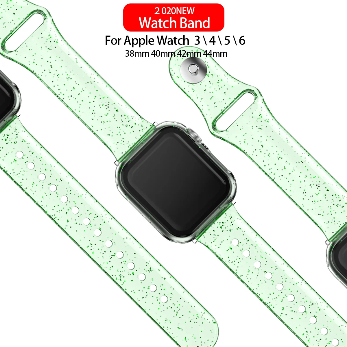 Soft Silicone Bands for Apple Watch Strap 45mm 41mm 44mm 40mm42mm38mm Glitter Women Sports Wristband for iWatch 7/6/5/4/3/2/1/SE