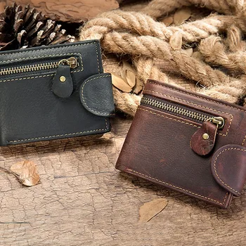 

Vintage Men Wallet Genuine Leather Short Wallets Male Multifunctional Cowhide Male Purse Coin Pocket Photo Card Holder