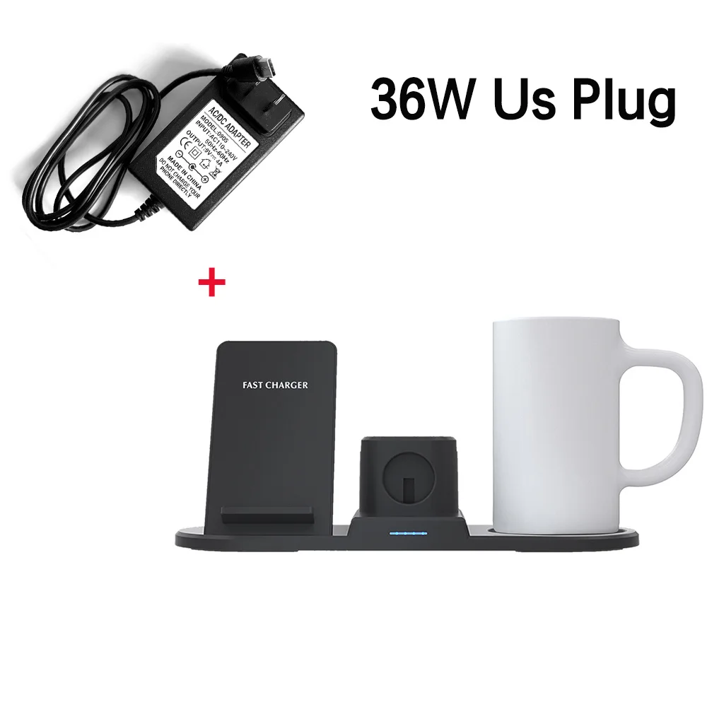 Black US Plug QI 15 Вт Беспроводное зарядное устройство Подставка для док-станции Быстрая зарядка для Iphone XS MAX XR Airpods 1 Apple Watch 5 4 3 2 1 зарядная док-станция - Цвет: Black US Plug