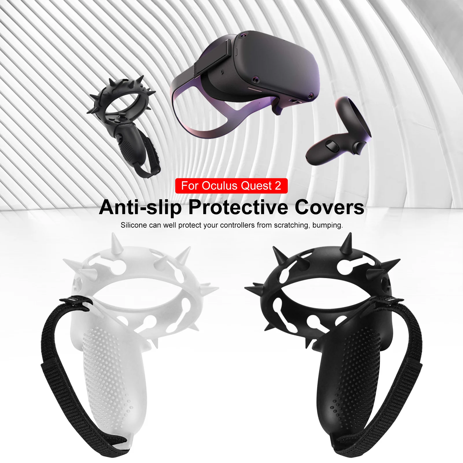 VR Accessories Protective Cover For Oculus Quest 2 VR Touch Controller Cover With Knuckle Strap Handle Grip For Oculus Quest 2