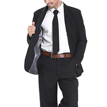 Черные мужские вечерние костюмы на двух пуговицах, однотонный костюм для отдыха, праздничный костюм из двух предметов, пиджак с галстуком и брюки