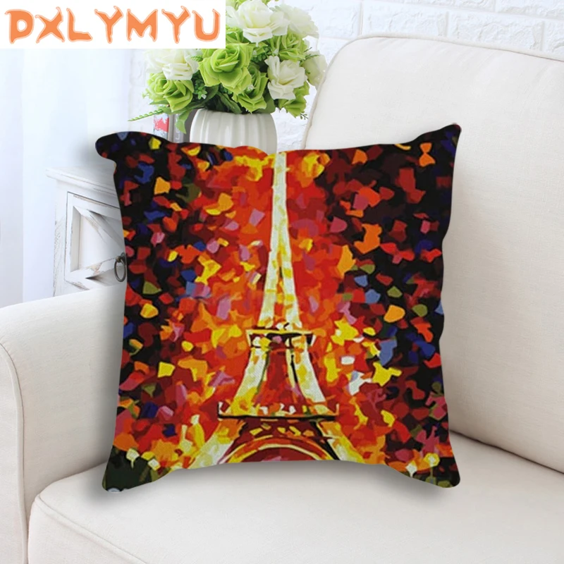 

Modern Abstract Painting Scenery Oil Painting Print Cushion Cover Cotton Linen Throw Pillow Cover for Car Sofa Home Decor 45x45